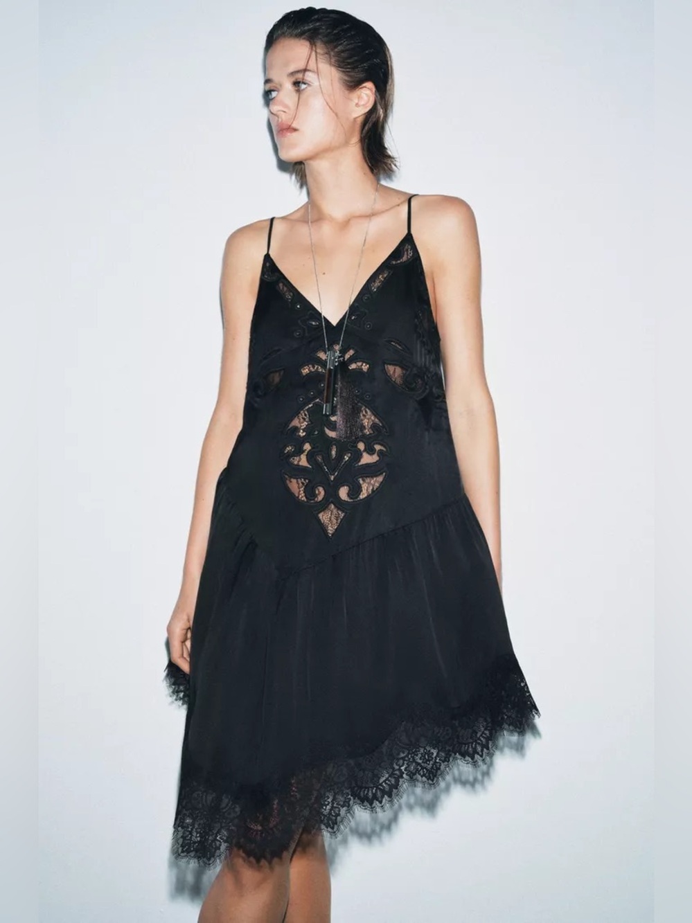NWT Zara Woman Bloggers Fav Embroidered ZW COLLECTION ASYMMETRIC MINI DRESS S